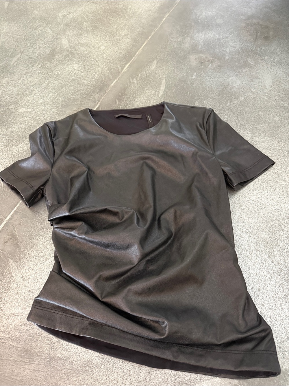 Helmut Lang Black Faux-Leather Short Sleeve Tee